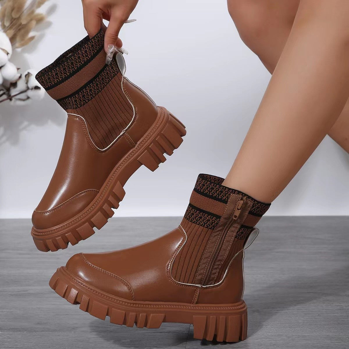 Urban Rebel Knit Ankle Boots