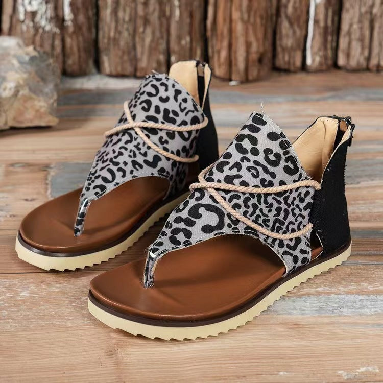 Flip-Toe Printed Flat Sandals