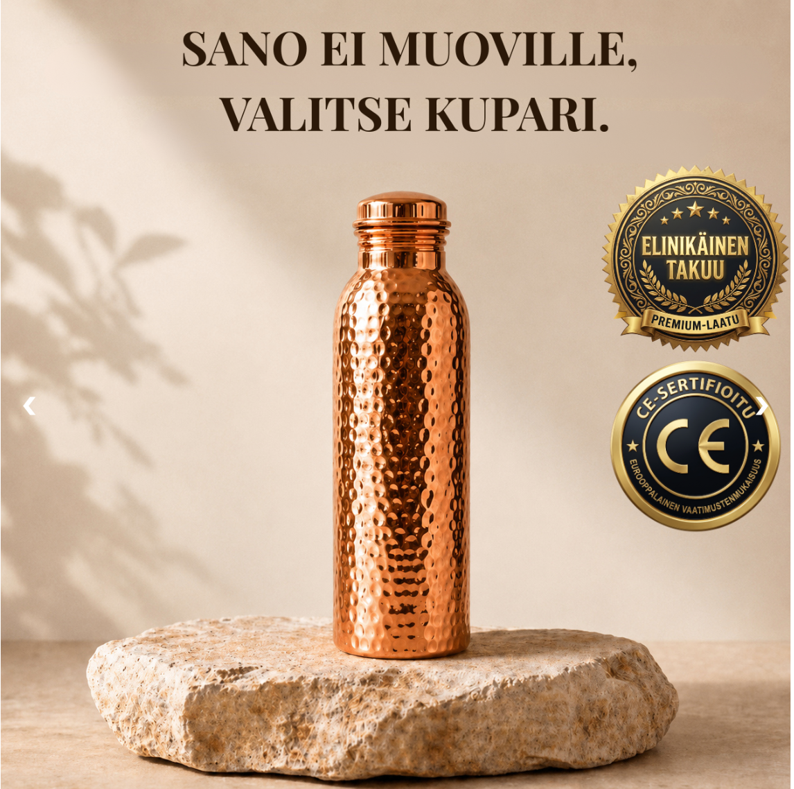 Vellur™ Kuparijuomapullo | Luonnollisesti puhdistettua vettä, ilman muovia