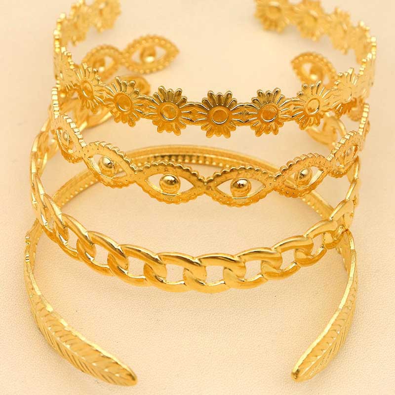 Flower Chain Leaf Bracelet Set