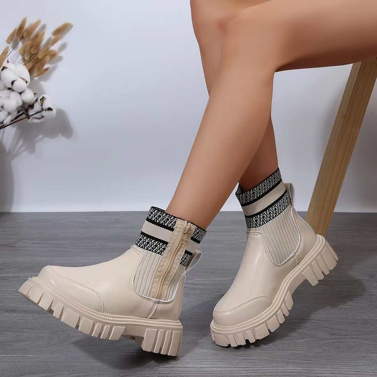 Urban Rebel Knit Ankle Boots