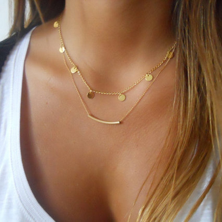 Golden Cascade Layered Necklace