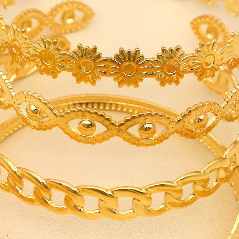 Flower Chain Leaf Bracelet Set
