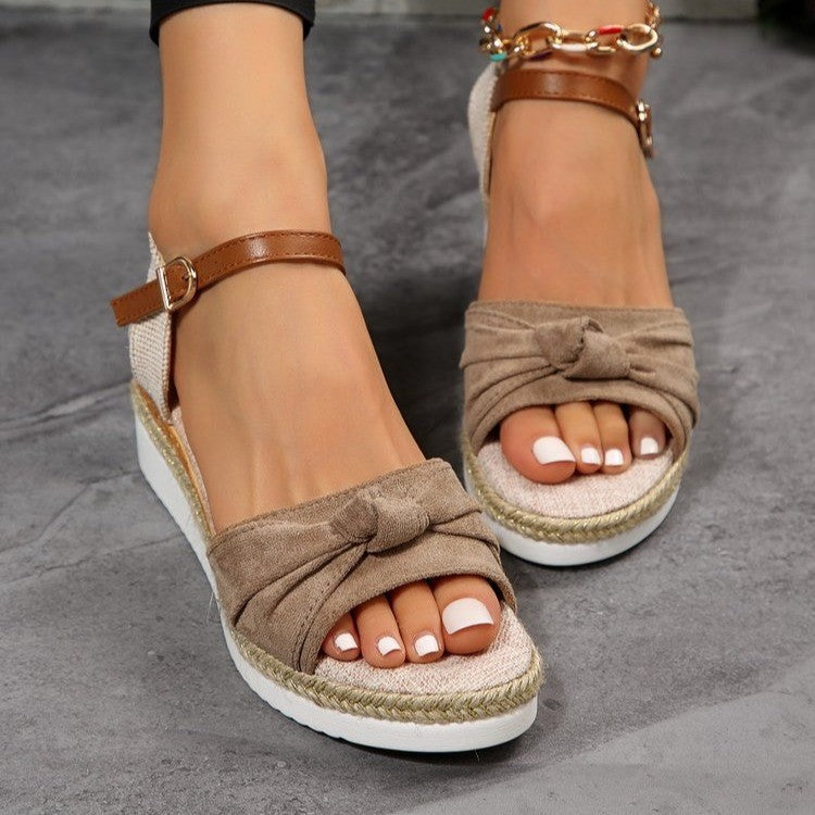 Thick-Soled Bow Sandals