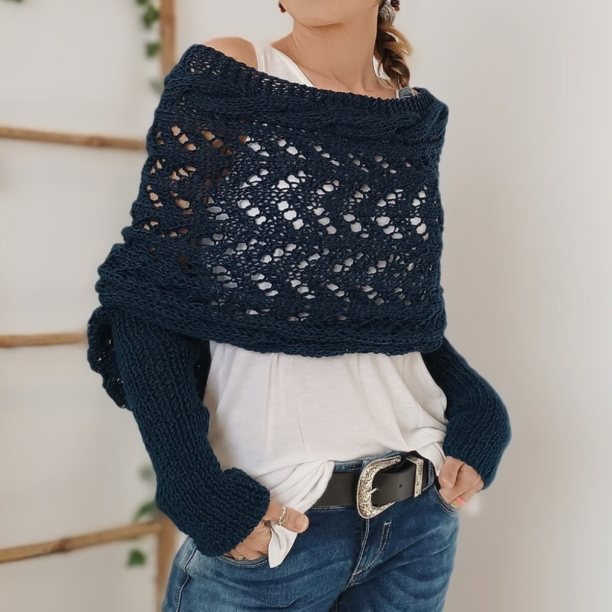 Boléro en maille torsadée Élégance