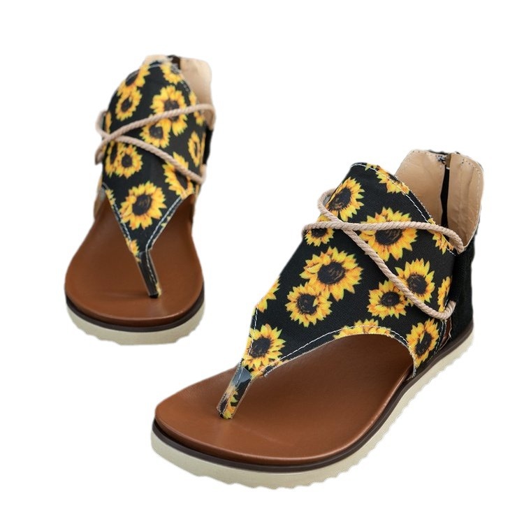 Flip-Toe Printed Flat Sandals