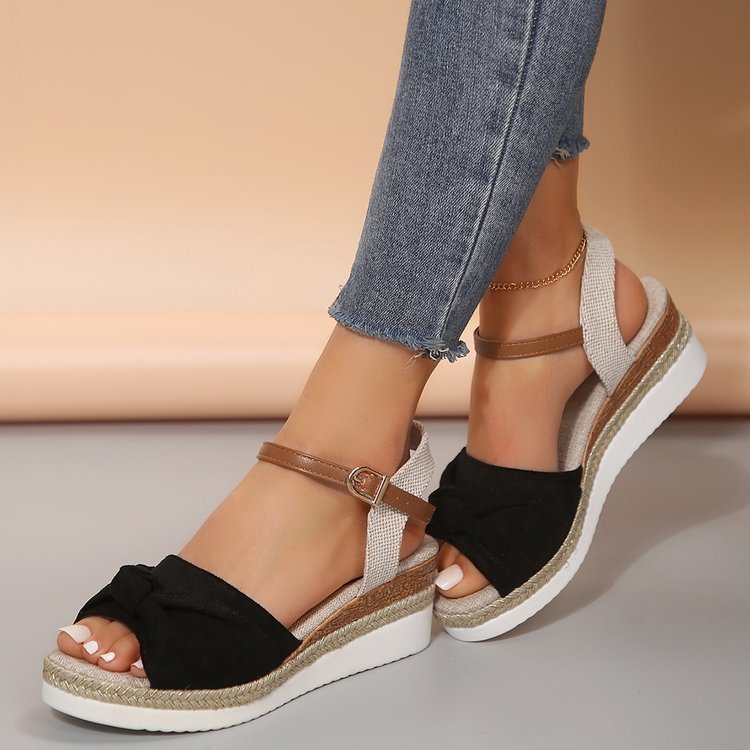 Thick-Soled Bow Sandals
