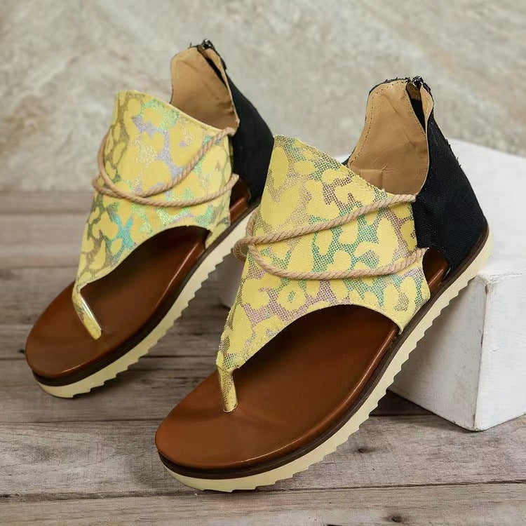 Flip-Toe Printed Flat Sandals