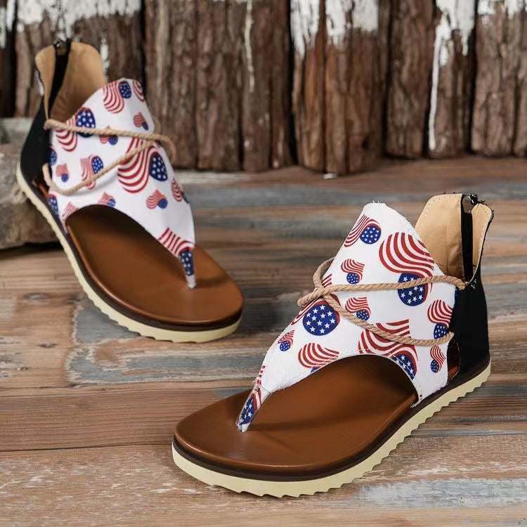 Flip-Toe Printed Flat Sandals
