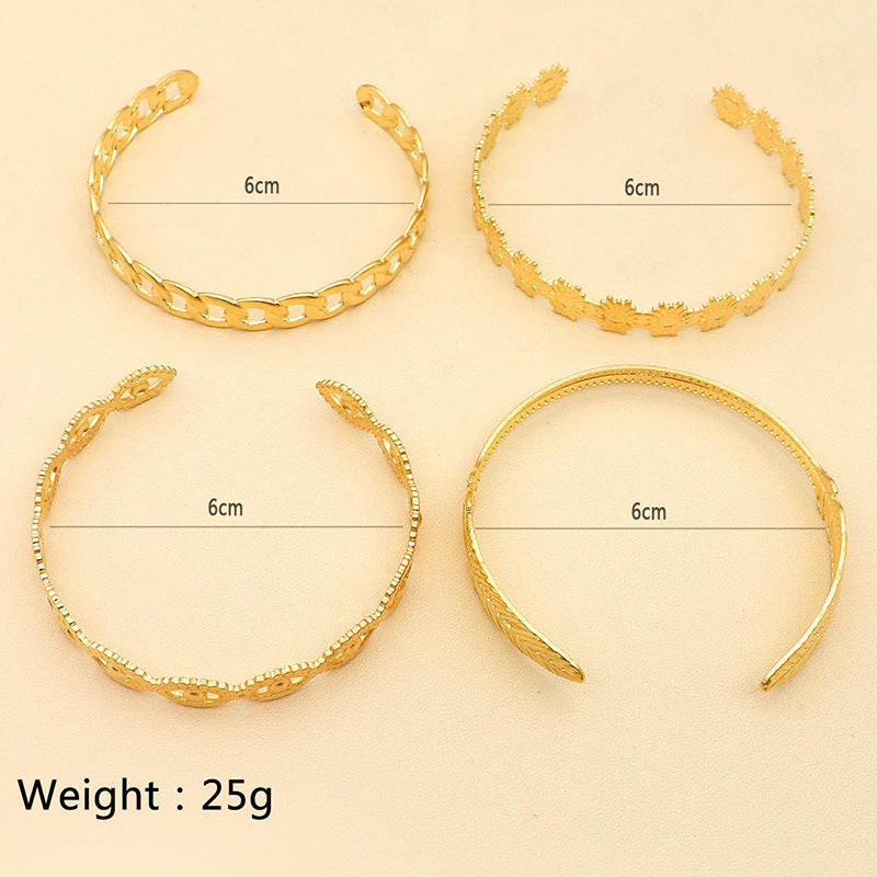 Flower Chain Leaf Bracelet Set